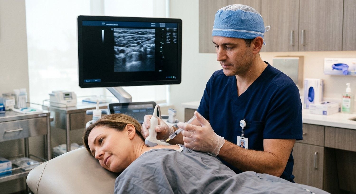 A woman having a procedure done