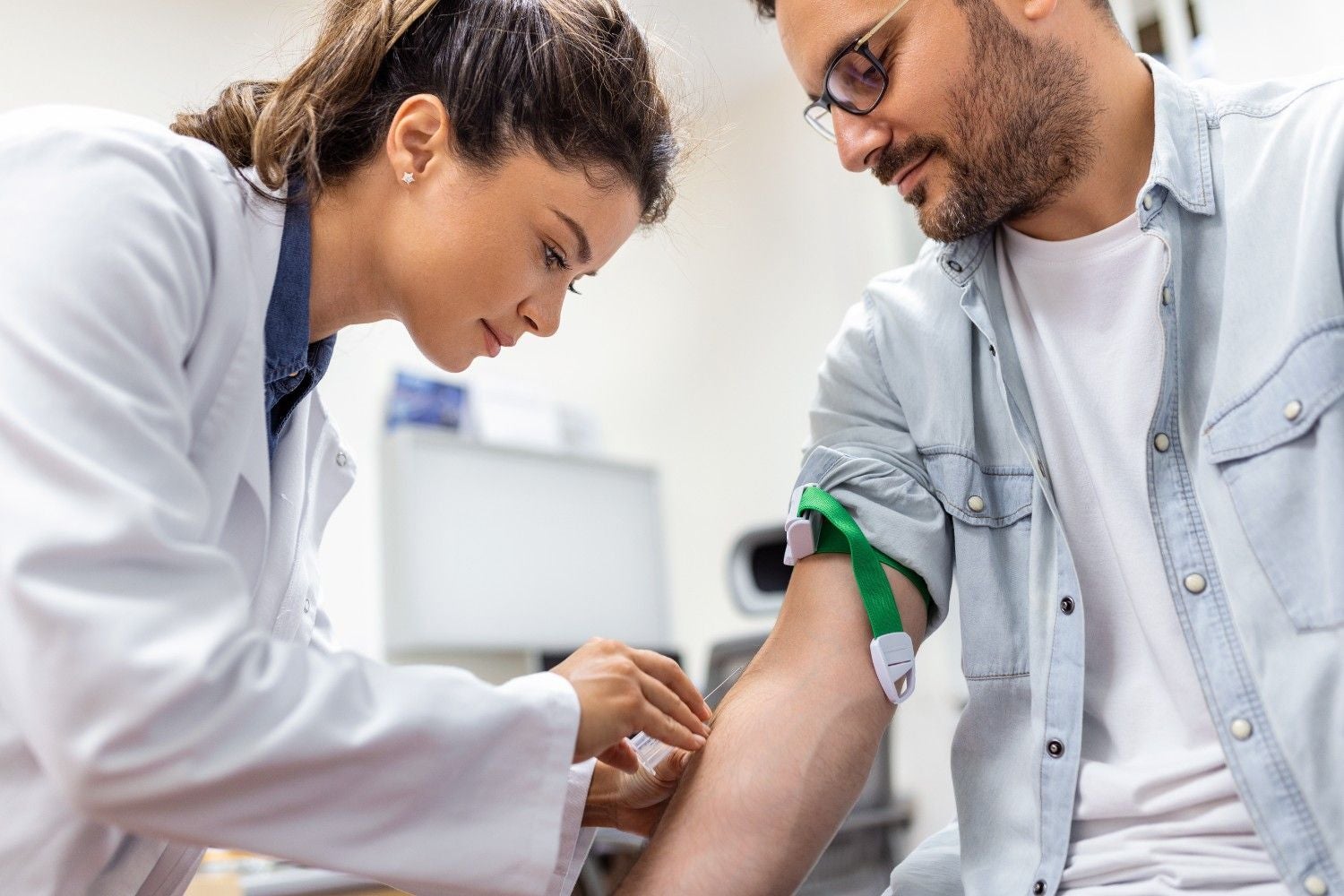 A person having their vitals checked